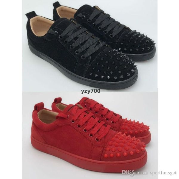 

red-bottoms shoe christians leather red suede leather spike shoes low cut shoes size 35-45 with box designer luxury running shoes s kaf, Black