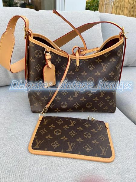 

2pcs large tote carryall shopping bags high capacity mens womens luxurys designer leather m46203 m46197 shoulder with small wallet hangbag c