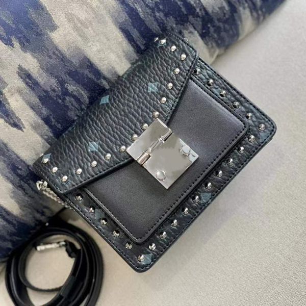 

Fashion chain shoulder bag designer leather handbag top square replica version shoulder strap rivet bag luxury purse, 18-13cm