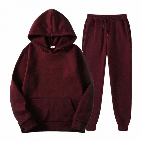 

men's tracksuits tracksuit men fashion hoodies suits solid sets sweatshirts sweatpants spring autumn fleece hooded pullover 2 pieces se, Gray