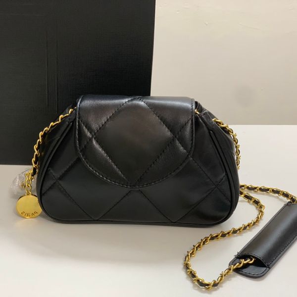 

womens half round quilted shoulder bags classic lambskin black matelasse gold coin large metal hardware leather on chain crossbody designer