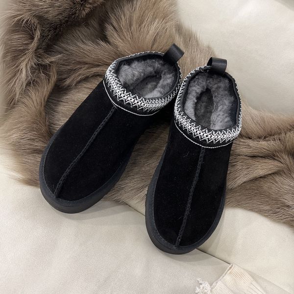 

2022 designer wgg slippers fur slides classic brand oversize boots tasman shoes taille ethnic booties les petites suede wool blend comfort w, Black