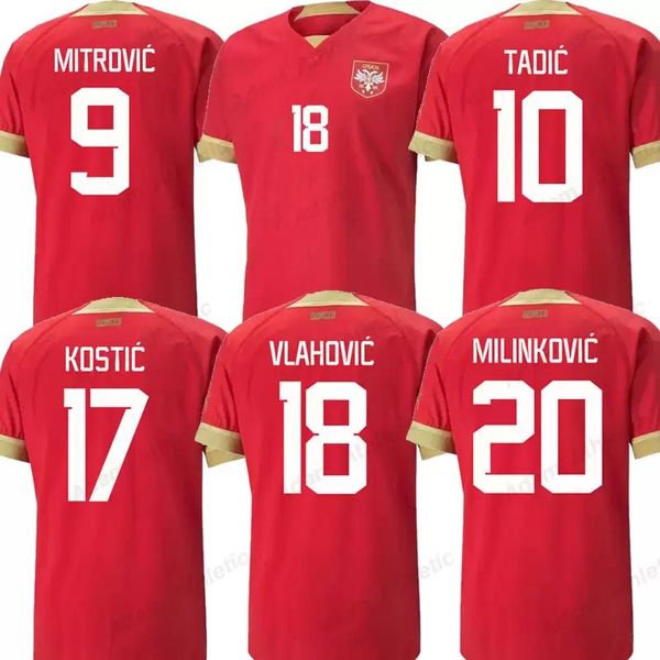 

2022 serbia soccer jerseys world cup armenia north macedonia vlahovic milivojevic mitrovic kostic tadic kolarov men national team football s, Black;yellow