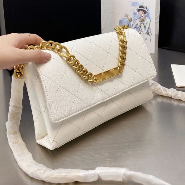 

womens calfskin flap wallet designer shoulder bags classic leather quilted chain handle gold metal hardware crossbody multi pochette purses