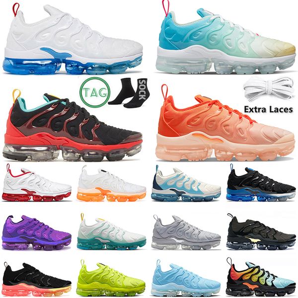 

2023 tn plus men women running shoes big size 13 orange gradients dark russet all white triple black royal tennis ball tns off trainers snea