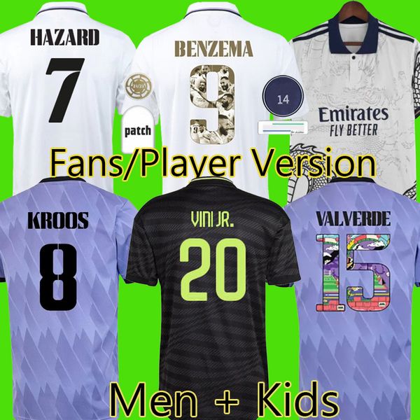 

2022 benzema finals soccer jersey 22 23 football shirt vini jr camavinga tchouameni real madrids valverde hazard asensio modric camiseta men, Black;yellow