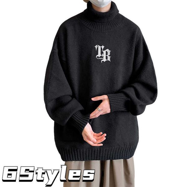 

men's sweaters 2022 autumn and winter new men's turtleneck sweater plus velvet thick lapel warm sweater fashion casual sweater t22, White;black