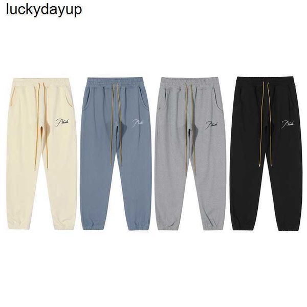 

men's pants style designer rhude embroidered drawstring pants bodysuit fashion streetwear sport men pants, Black