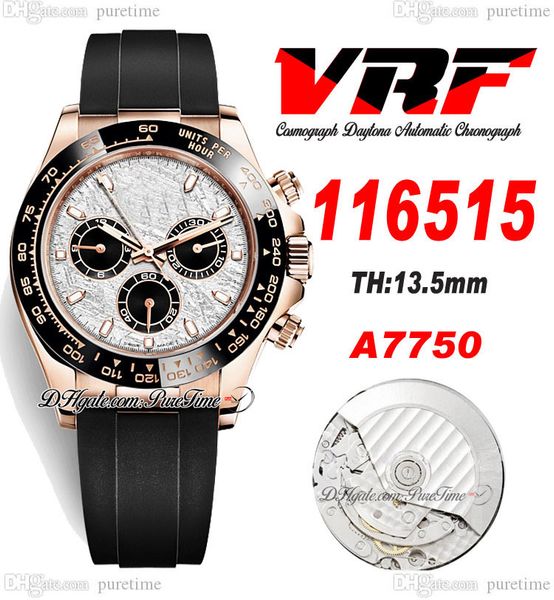 

vrf 11651 a7750 automatic chronograph mens watch 18k rose gold 904l steel meteorite dial oysterflex strap black rubber super edition same se, Slivery;brown