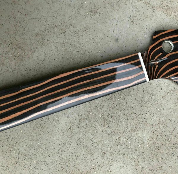 

fretless bass guitar neck 4 string 20 fret 34 inch zebra wood fingerboard gloss
