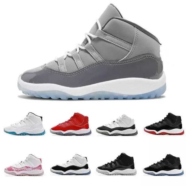 

shoes 11s trainer basketball shoe sports children sneakers boys girls bred low cut concord cap gown legend blue trainer pupil student kids, Black