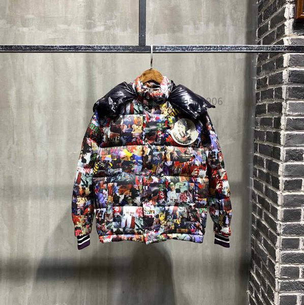 

men's down parkas luxury france mens down jacket letter monclair knitted women parkas panel casual coats bomber jackets designers men s, Black