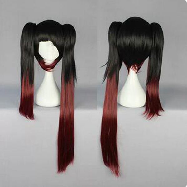 

new anime synthetic black brown gradually changing color cos wig