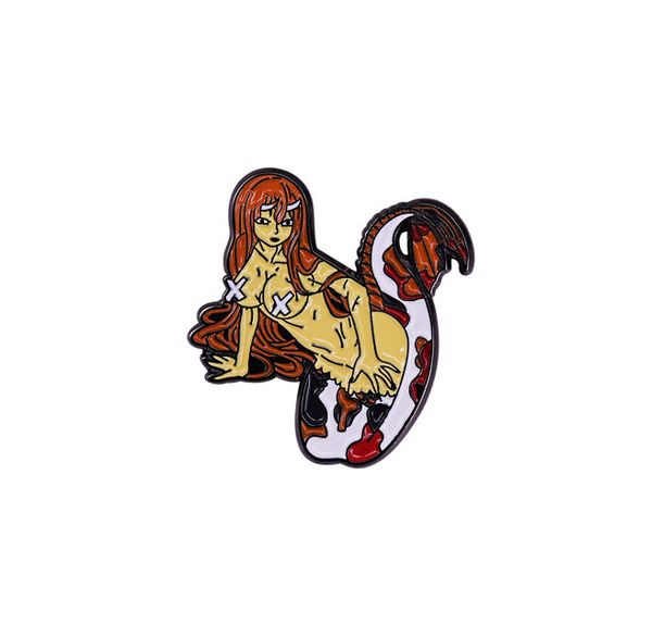 

cartoon mermaid enamel pin redhead girl brooch fairytale art collection, Blue