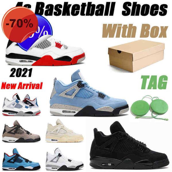 

4 mens basketball shoes 4s black cat 2022 university blue fire red white cement cool grey men trainer sports sneakers