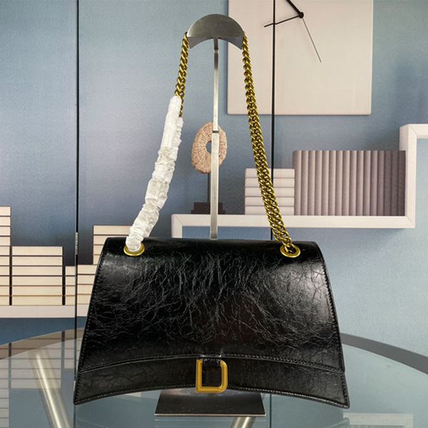 

crush hourglass bags women designer handbags purse oil wax peel chain bag fashion hardware letters rivet magnetic closing crossbody bags sof