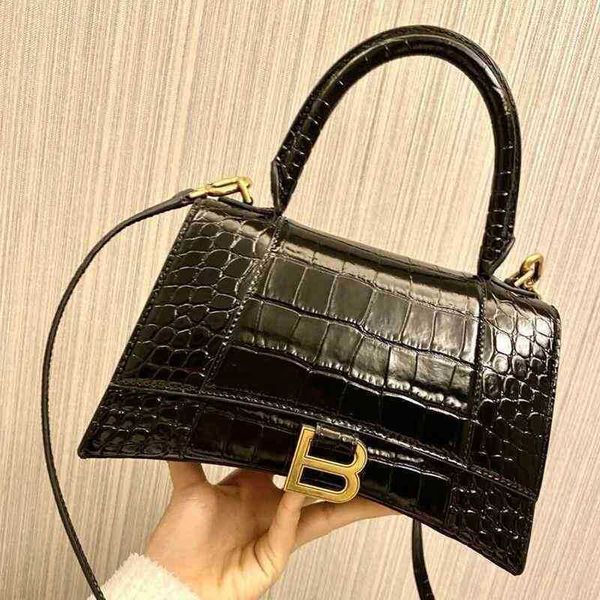 

designer balencigas trendy bags high bags hourglass version b home women's leather crocodile single shoulder diagonal