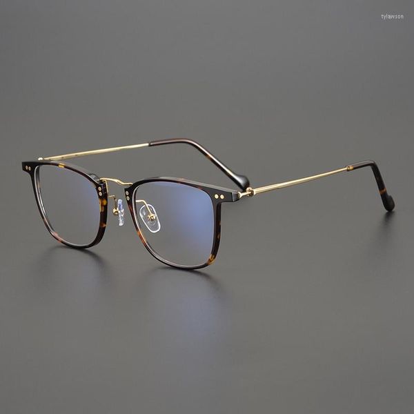 

sunglasses frames square titanium eyewear blue light blocking glasses frame lightweight handmade acetate men and women eyeglasses myopia, Black