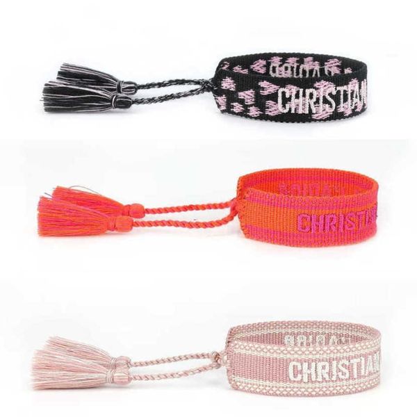 

fashion women's luxury bracelets d brand designer bangle letter embroidery bracelet hand woven jewelry bohemian rope trinket men girl f, Golden;silver