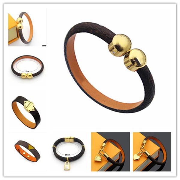 

2021 luxury bracelet round genuine leather bracelets with gold round buckle women bracelet flower print pulseira brand named jewel247b, Golden;silver