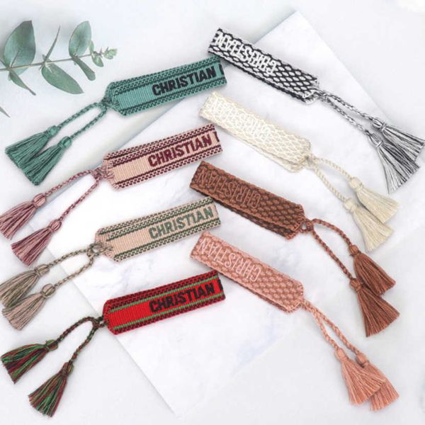 

fashion luxury women's bracelets brand d designer bangle jewelry embroidered word bracelet letter rope woven tassel simple trinket girl, Golden;silver