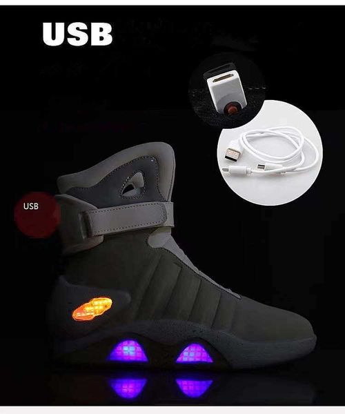 

boots sneakers led shoes designers boot designer authentic dark gray lighting up mags black red big size us 13 air mag back to the future