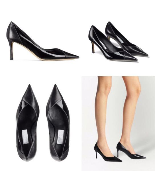 

women classic dress shoes pumps cass 75mm low heel pointed toe genuine leather luxury brand designer london, Black