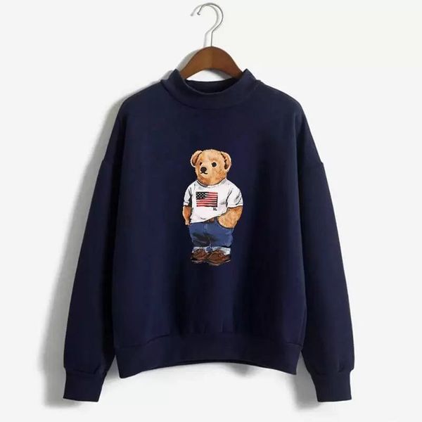 

wholesale 2033 autumn and winter new hoodie europe and america men's long sleeve bear casual color contrast cotton large embroidery fas, Black