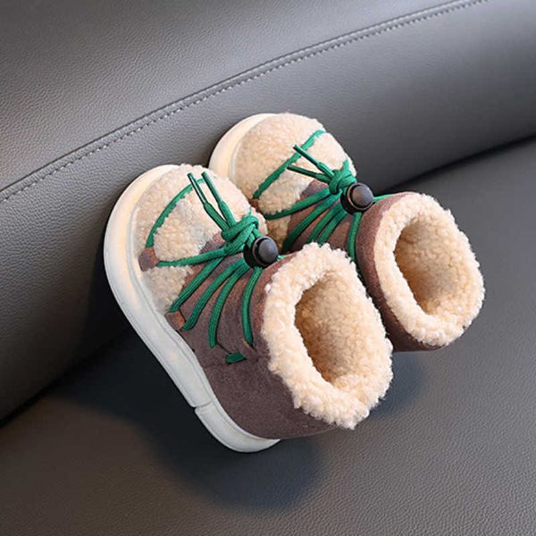 

athletic outdoor cotton boots for girls 2022 new winter warm britain style children's fashion block color cute simple lace-up boys casu, Black