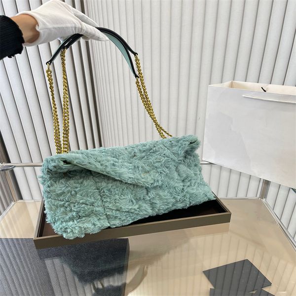 

5a furry handbags designer shoulder bags lady winter purses totes underarm wallets
