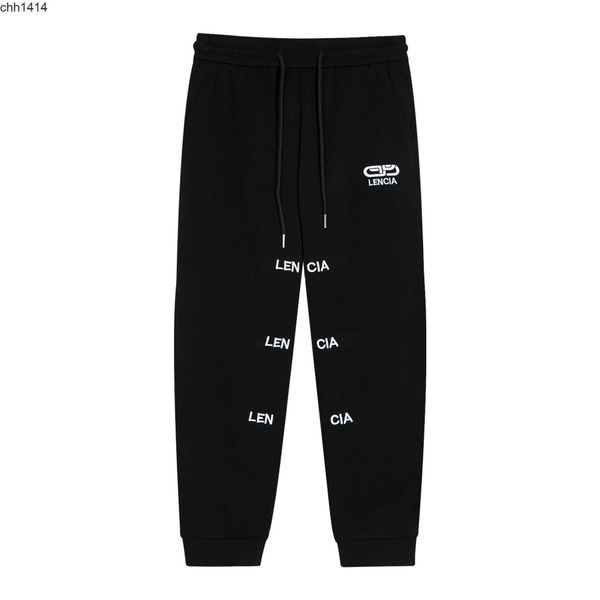 

balencaigaess luxury fashion paris autumn and winter classic buckle letter embroidery casual drawstring pants bl, Black