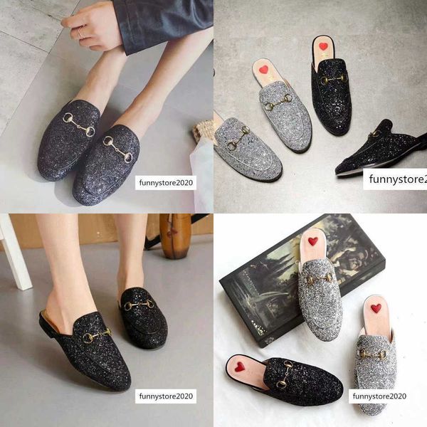 

hiking footwear quality letter sequin diamond metal buckle flat shoes genuine leather woman casual slippers 35-40 with