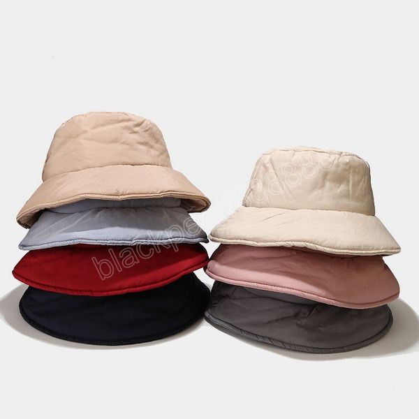 

warm women casual leather plaid bucket hat floppy panama cap gorros fishing sun hat fisherman cap winter caps, Blue;gray