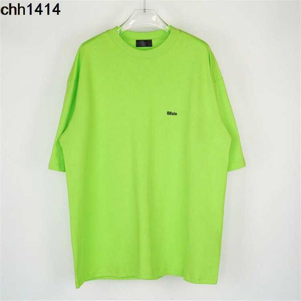 

high set balencaigaess large fashion brand bl chest bb small letter embroidery couple t-shirt for men and women with short sleeves ins, White;black