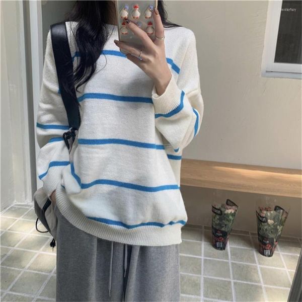 

women's sweaters alien kitty women knitted ol casual jumpers autumn outwear blue stripes elegant loose stylish warm, White;black