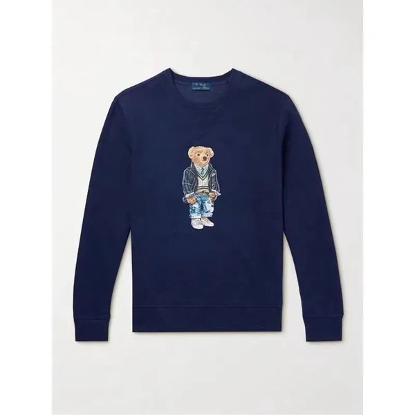 

wholesale 2032 autumn and winter new hoodie europe and america men's long sleeve bear casual color contrast cotton large embroidery fas, Black