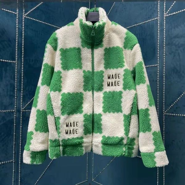 

women's fur faux street vintage plaid gorgeous cotton coat lamb warmth color block lamb wool hooded jacket hip hop oversized warm winte, Black
