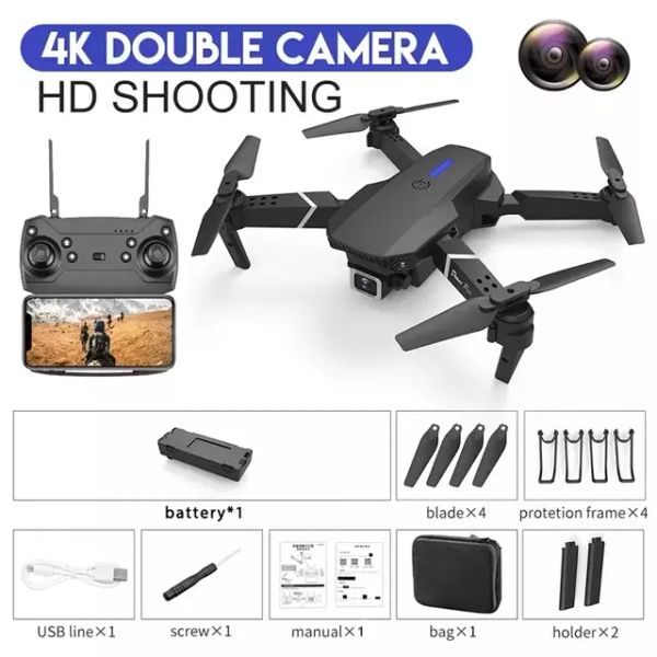 

foldable e88 pro e525 drones with 4k 720p double camera wifi remote control portable 360Â° rolling 2.4g fpv headless mode quadrocopter uav