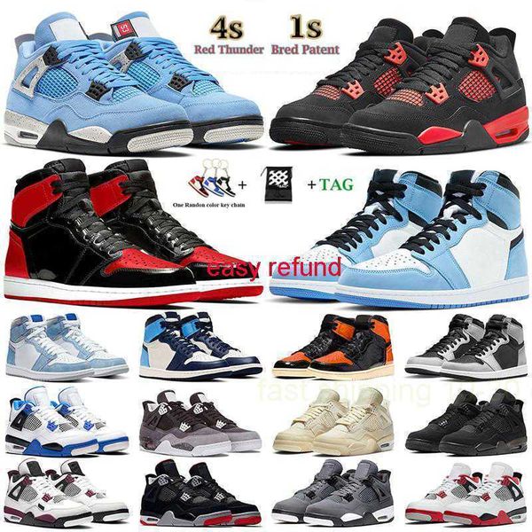 

easy refund 2022 basketball shoes 4s jumpman 4 1s university blue obsidian bred patent unc dark mocha white oreo red thunder sail cool grey