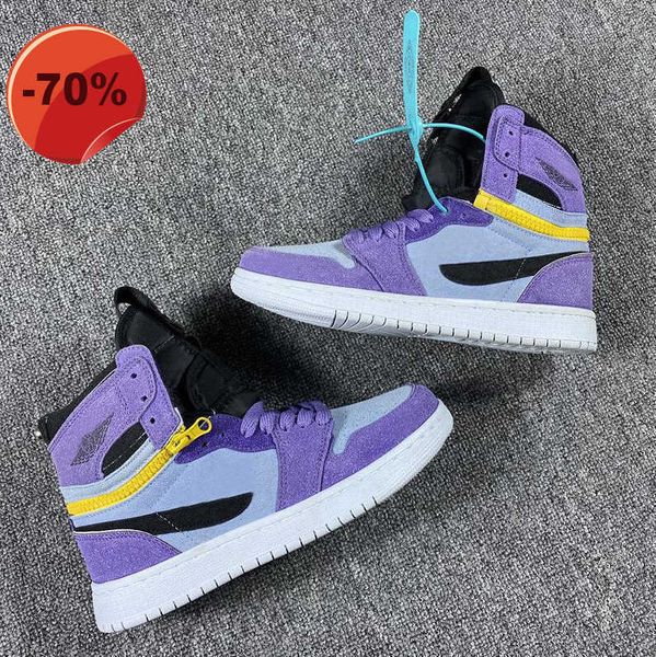 

basketball shoes fashion sneakers dress shoe joint design purple pulse mens womens switch jumpman 1s, Black