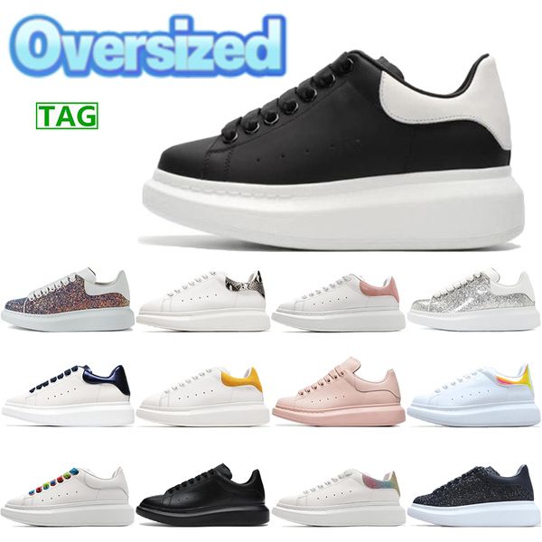 

fashion oversized platform casual shoes alexanders chunky sneakers white reflective metallic black snakeskin rainbow glitter shoelace men wo
