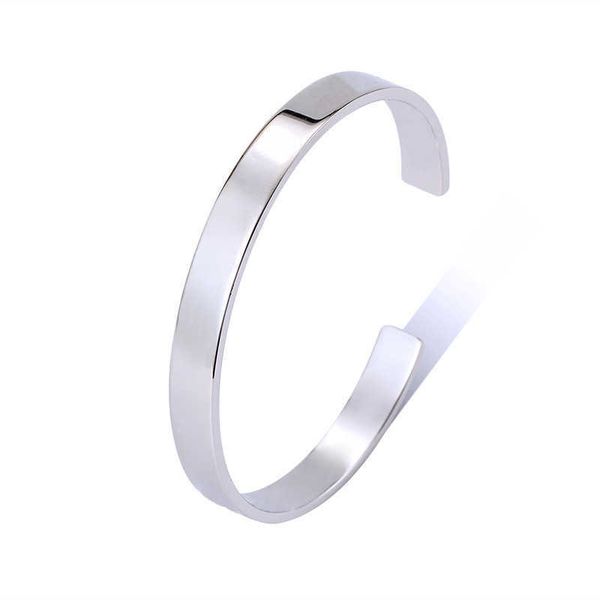 

silver color open bangle cuff bracelet titanium steel for men women high polish oiled bangle jewelry adjustable s203, Black