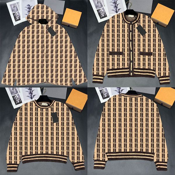 

mink hair hooded sweaters cardigan for women high grade ladies knitted pullover full letter designer womens sweater, White;black