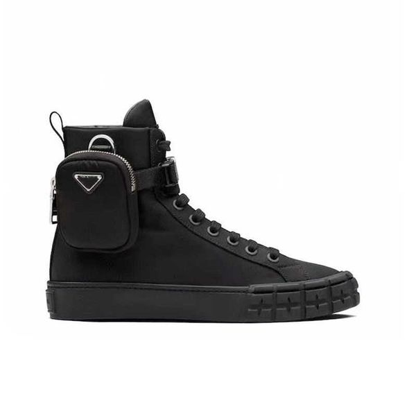 

designers wheel shoes high re-nylon sneakers men women shoe combat flat trainers white black platform boot lace up sneaker