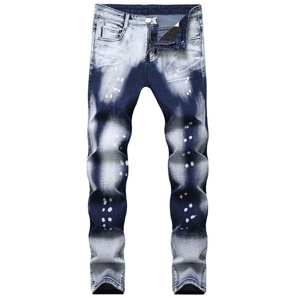 

men's jeans mens fashion style casual pants men slim fit denim male biker asian size, Blue