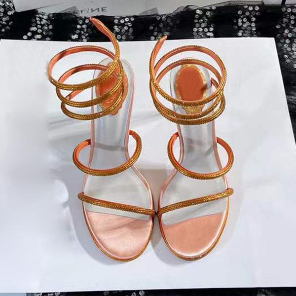 

new cleo crystals decorative stiletto sandals 95mm rhinestone ring dress shoes black red evening dress women's high heels luxury design