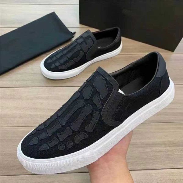 

skeleton casual shoes men's spring ami high leather decals upper low fashion with women's insole ri sports shoes, Black