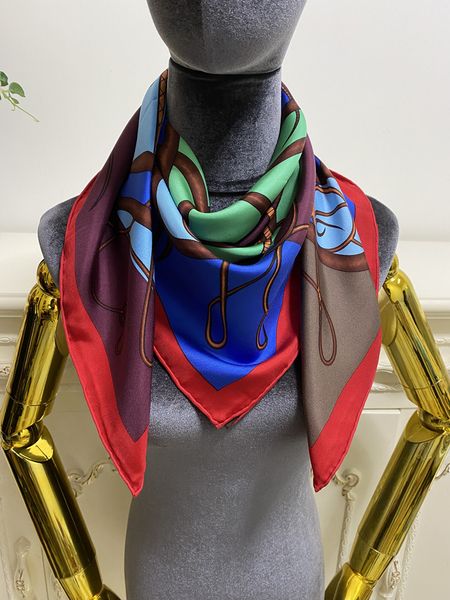 

women square scarves 100% silk material thin and soft print lettes horse's head pattern size 90cm -90cm, Blue;gray