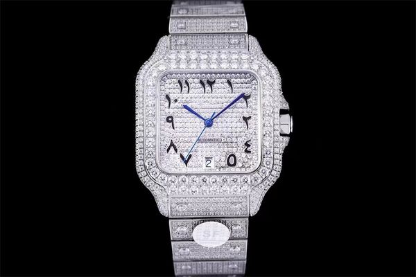 

montre de luxe 40mm men watches 8215 automatic mechanical movement watches color diamond watch 904l steel case strap waterproof 017, Slivery;brown