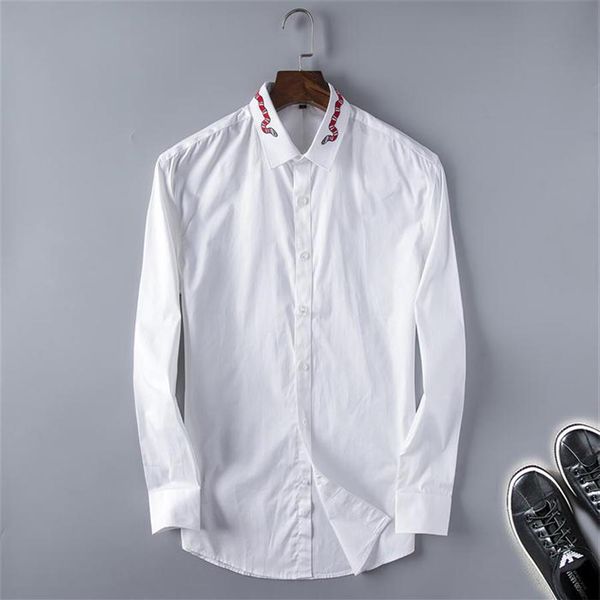 

brand men's business casual shirt mens long sleeve striped slim fit camisa masculina social male t-shirts new fashion man che259y, White;black